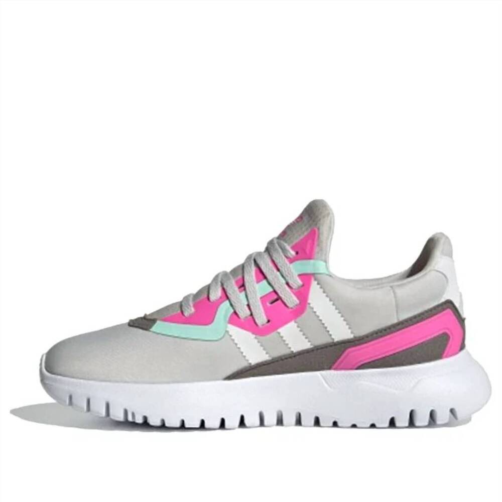 NEW ADIDAS kids' flex j sneakers in grey one / cloud white / screaming pink
